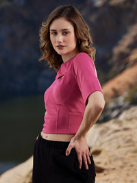 Athena Cut-Outs Round Neck Polyester Top