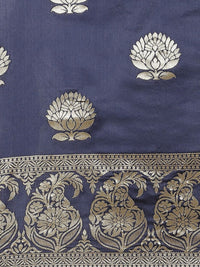 Saree mall Navy Blue & Golden Woven Design Banarasi Saree