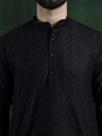 SOJANYA Ethnic Motifs Embroidered Mandarin Collar Thread Work Cotton Straight Kurta