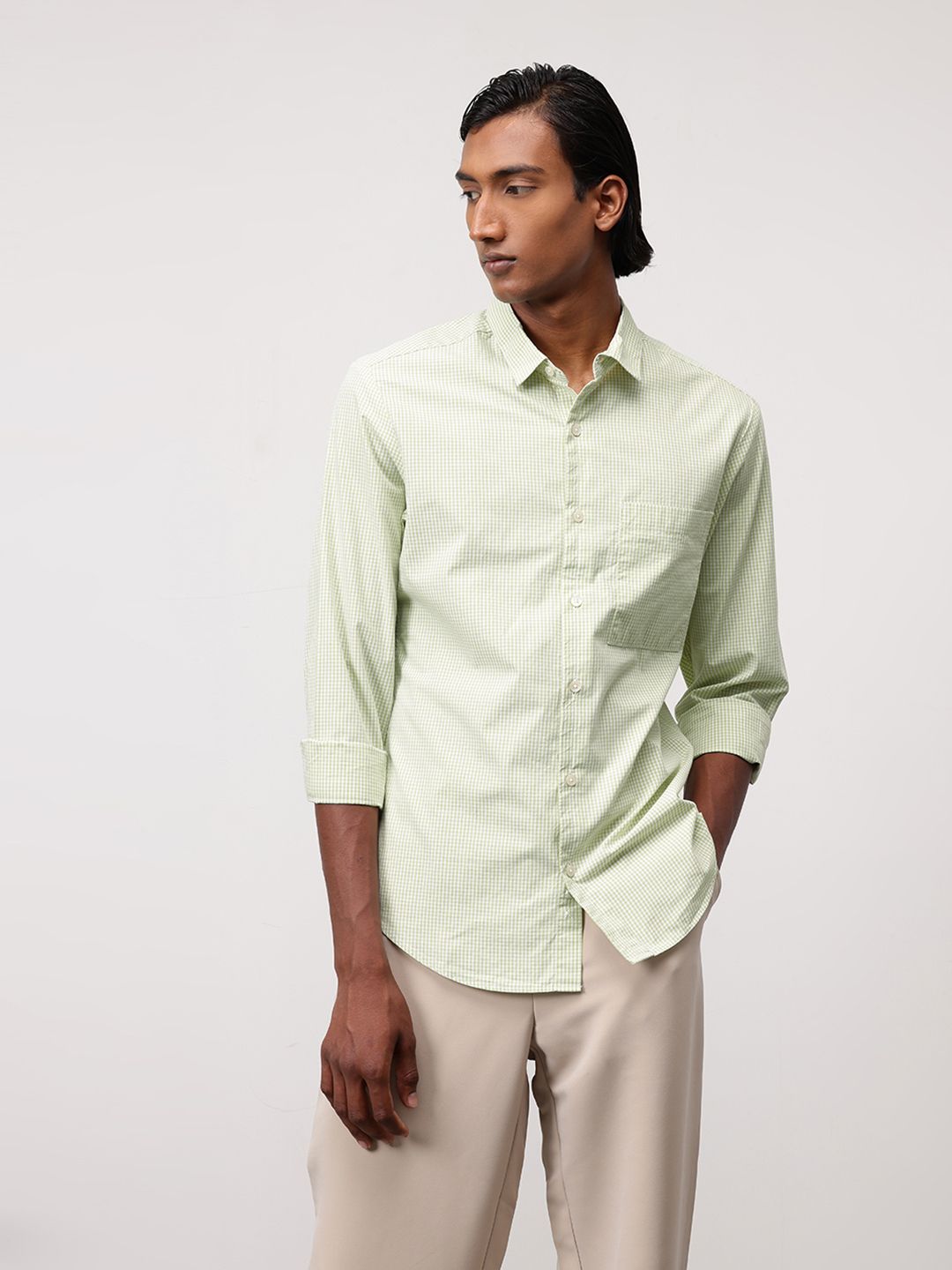 ether Classic Fit Gingham Checks Pure Cotton Shirt