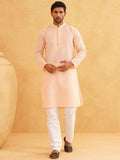 SOJANYA Geometric Embroidered Regular Pure Cotton Straight Kurta With Churidar