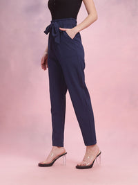 DressBerry Women Crinkled Belted Trousers