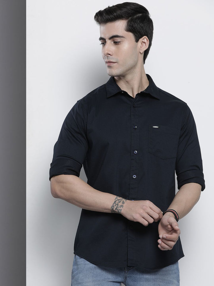 The Indian Garage Co Men Navy Blue Comfort Casual Shirt