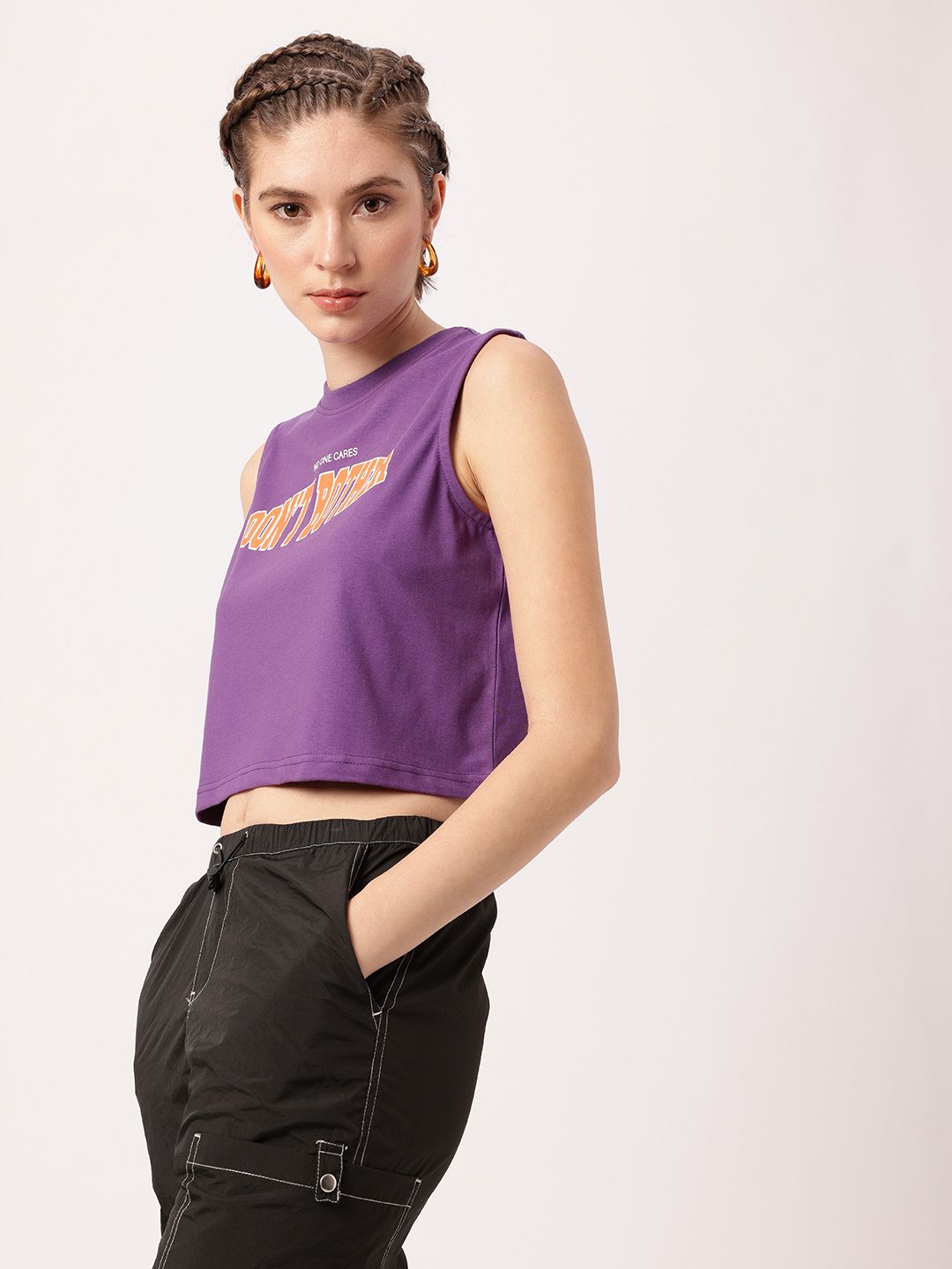 DressBerry Cute Chic Printed Sleeveless Crop T-Shirt