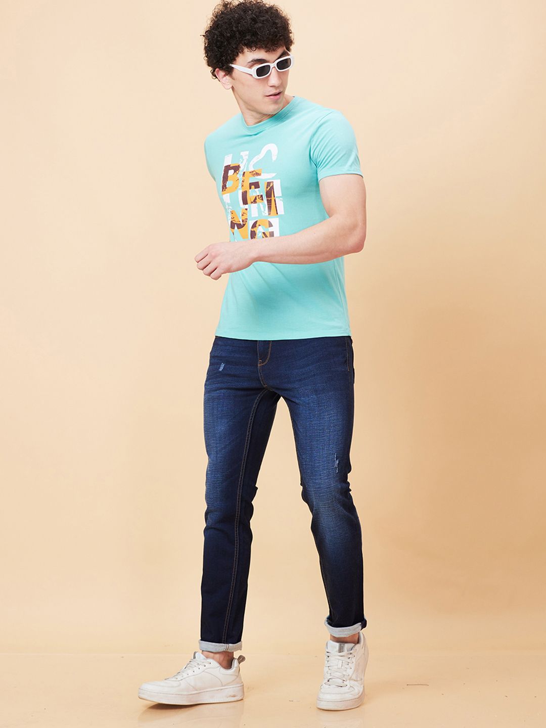 Being Human Men Skinny Fit Low Distress Light Fade Jeans
