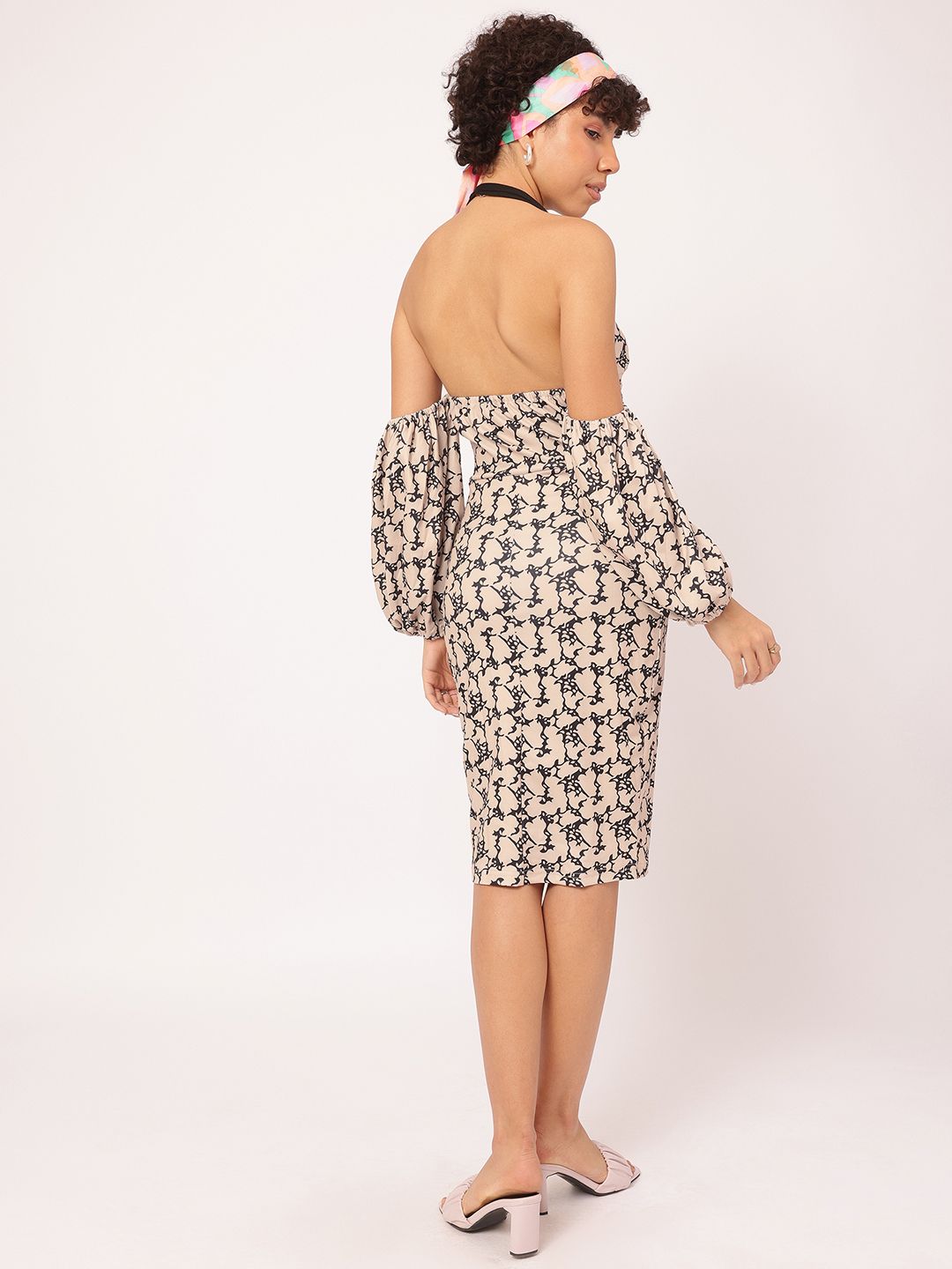 DressBerry Digital Dreams Printed Backless Bodycon Dress