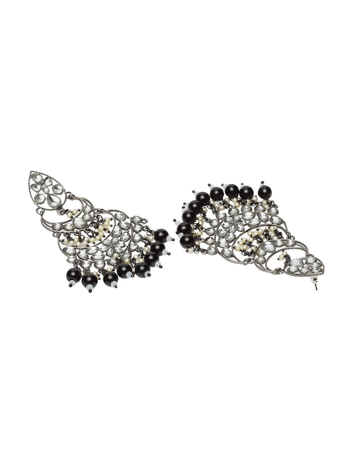 Anouk Rhodium-Plated Contemporary Drop Earrings