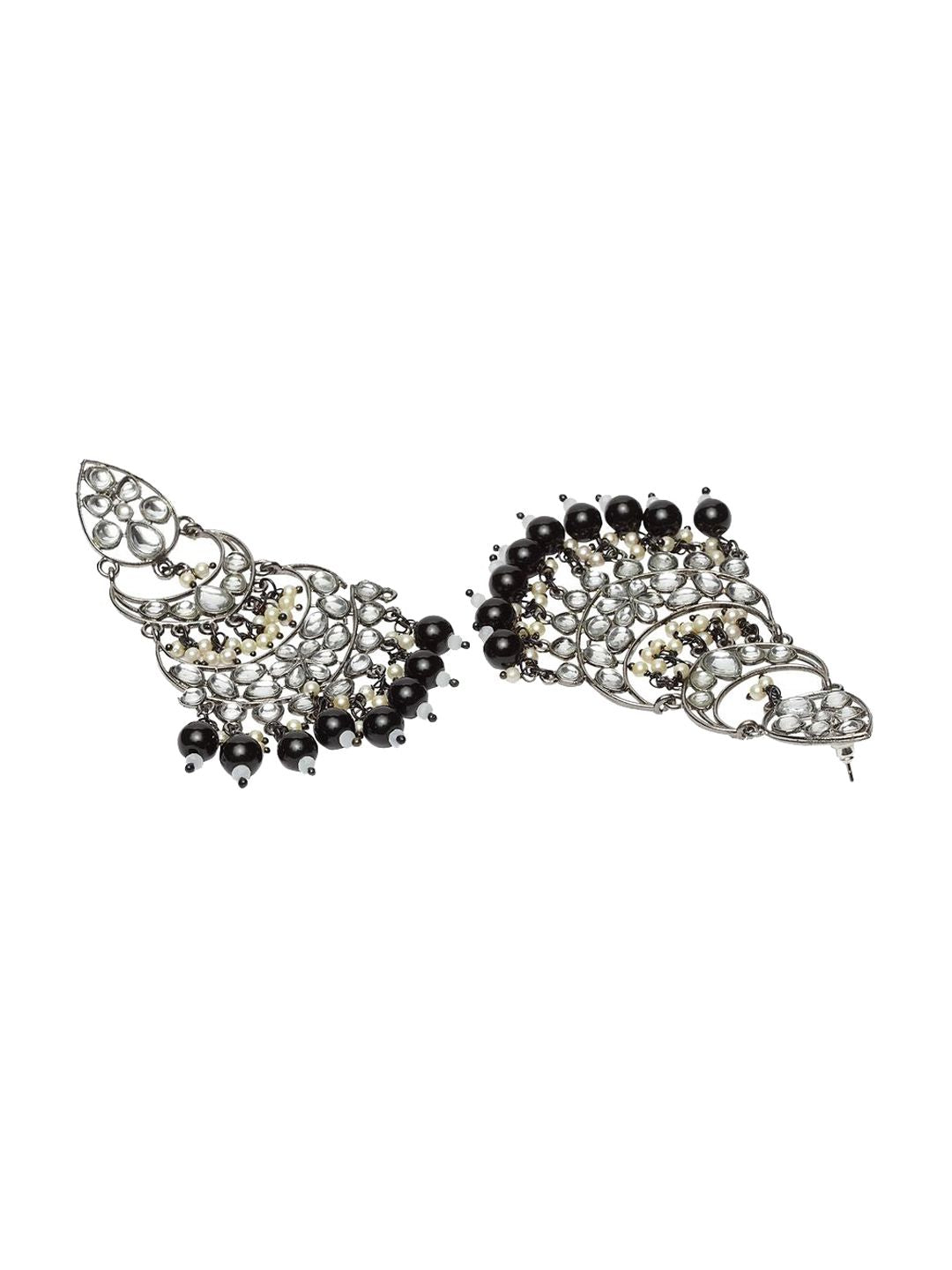 Anouk Rhodium-Plated Contemporary Drop Earrings