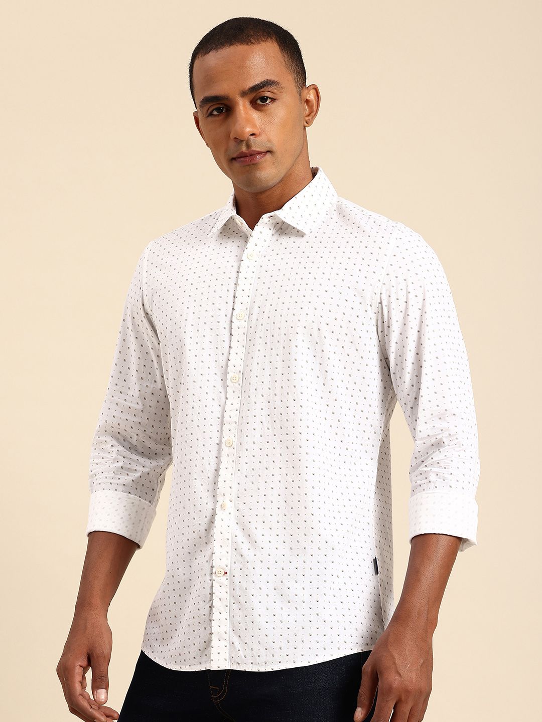 Being Human Spread Collar Micro Ditsy Printed Slim Fit Casual Shirt