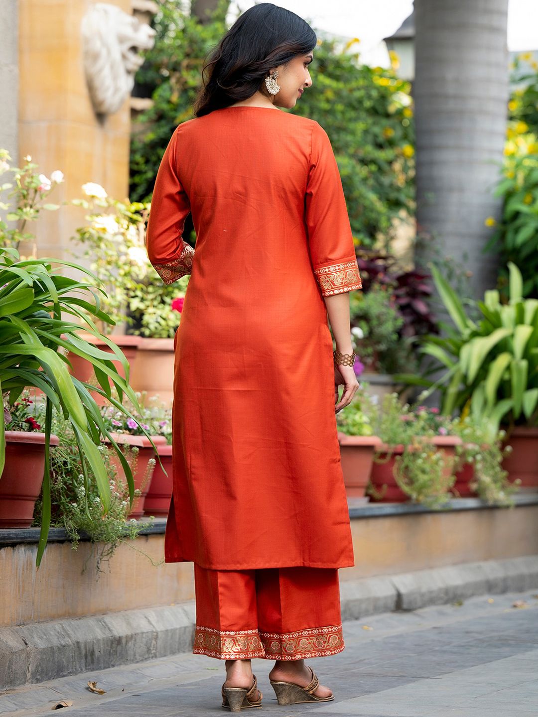 Vishudh Ethnic Motifs Yoke Design Regular Thread Work Kurta with Palazzo & Dupatta