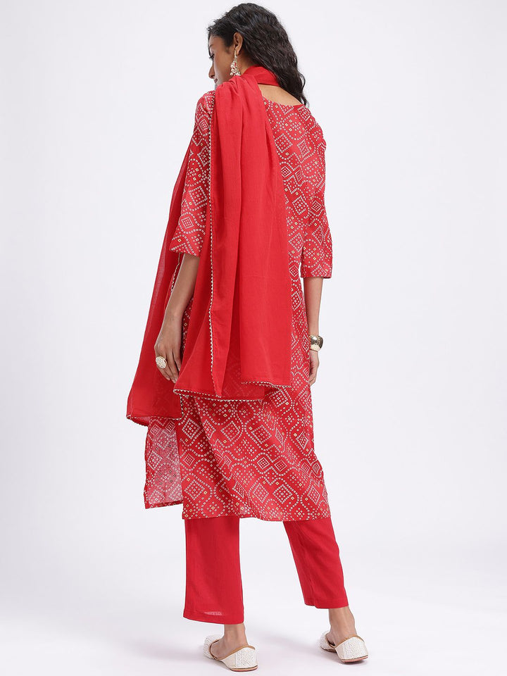 Anouk Floral Printed Pure Cotton Kurta with Trousers & Dupatta