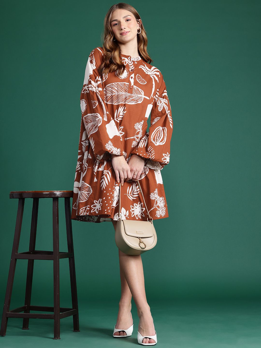 DressBerry Floral Print Drop-Waist Dress