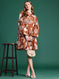 DressBerry Floral Print Drop-Waist Dress