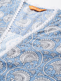 Indo Era Floral Printed Pure Cotton Kurta with Trousers & With Dupatta
