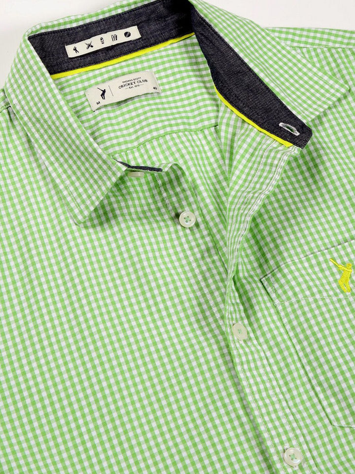 Thomas Scott Standard Slim Fit Checked Pure Cotton Casual Shirt