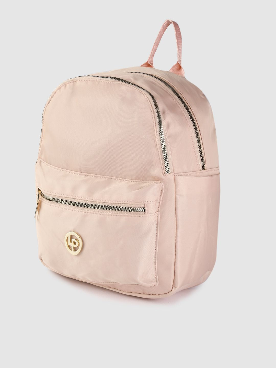 Lino Perros Women Peach-Coloured Solid Laptop Backpack