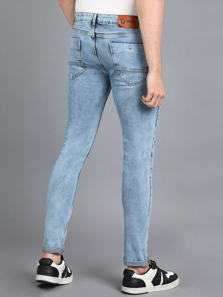 Urbano Fashion Men Slim Fit Mildly Distressed Heavy Fade Stretchable Cotton Jeans