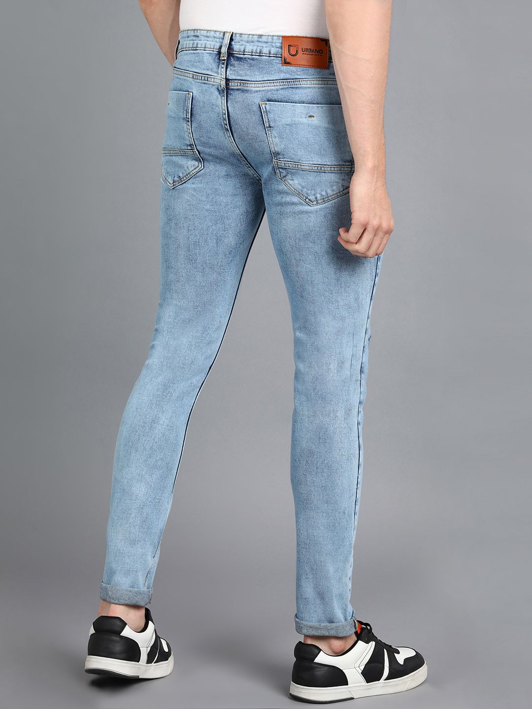 Urbano Fashion Men Slim Fit Mildly Distressed Heavy Fade Stretchable Cotton Jeans
