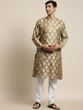 SOJANYA Ethnic Motifs Woven Design Angrakha Jacquard Silk Kurta With Churidar