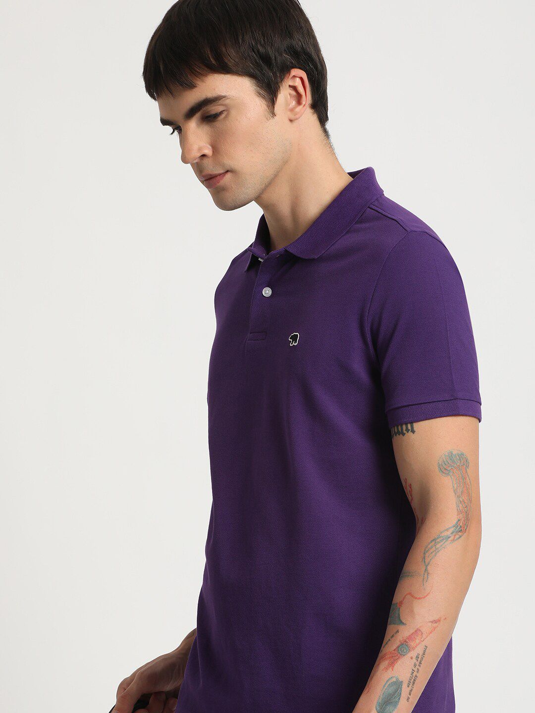 THE BEAR HOUSE Polo Collar Pure Cotton Slim Fit T-shirt