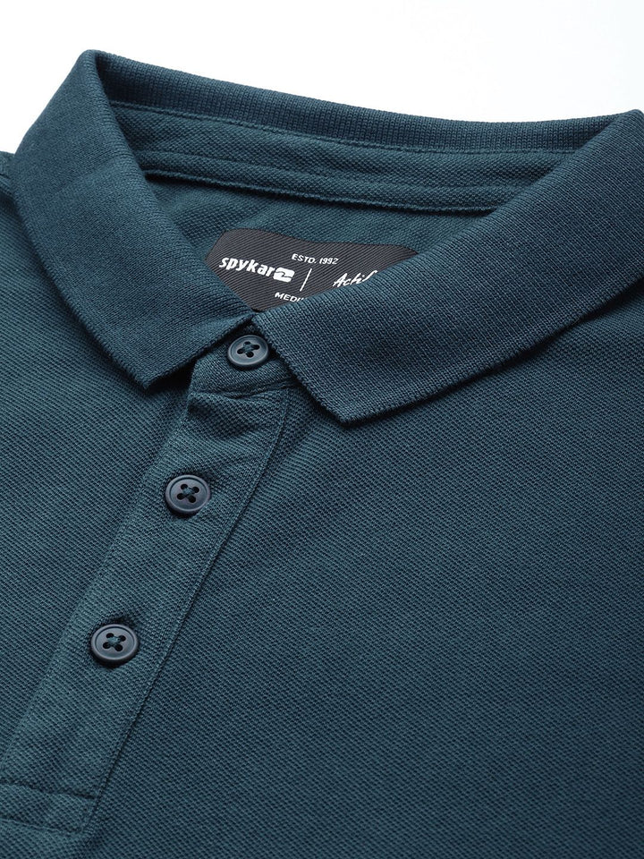SPYKAR Pure Cotton Striped Polo Collar Slim Fit T-shirt