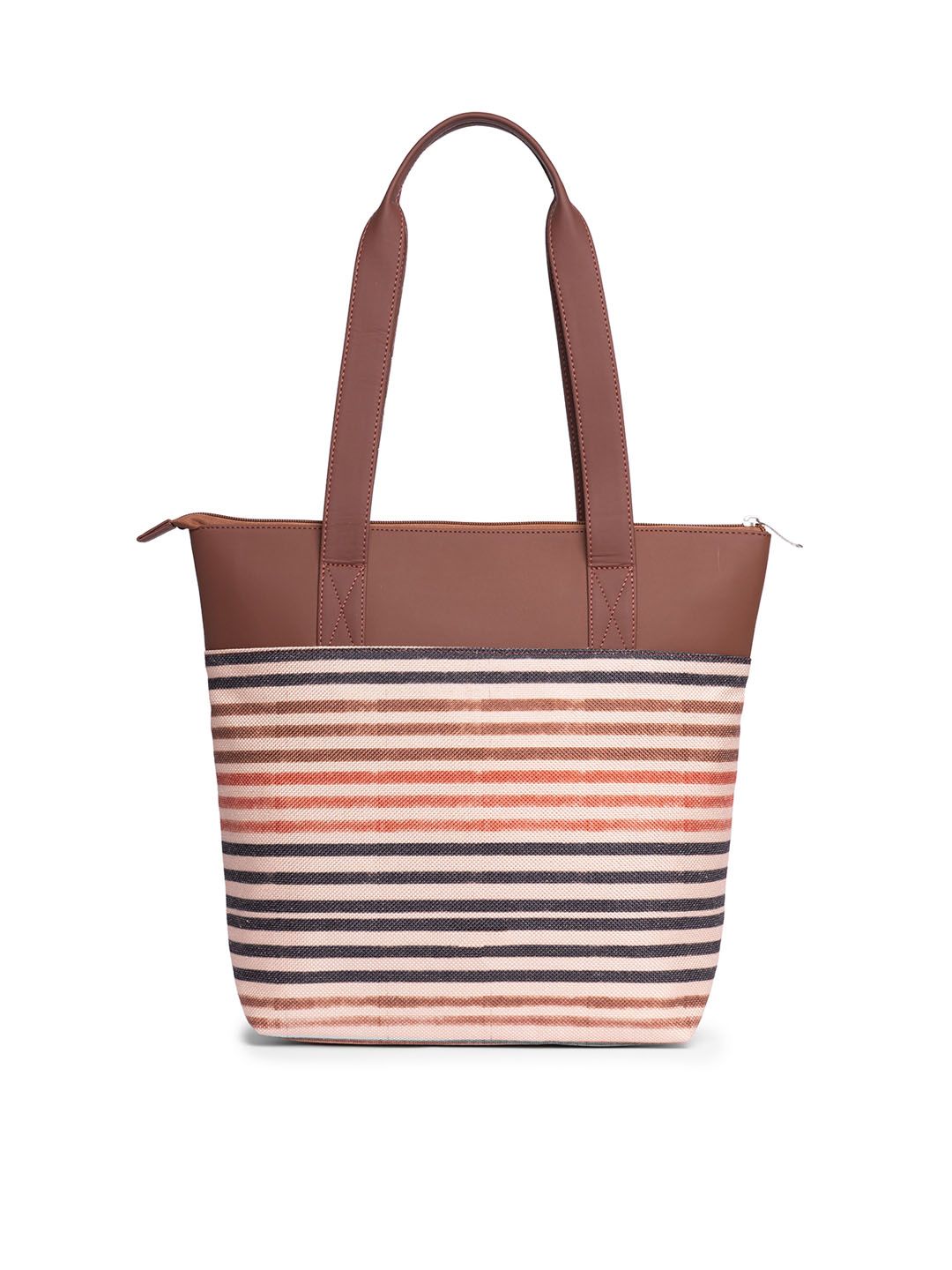ZOUK Striped Shopper Jute Tote Bag