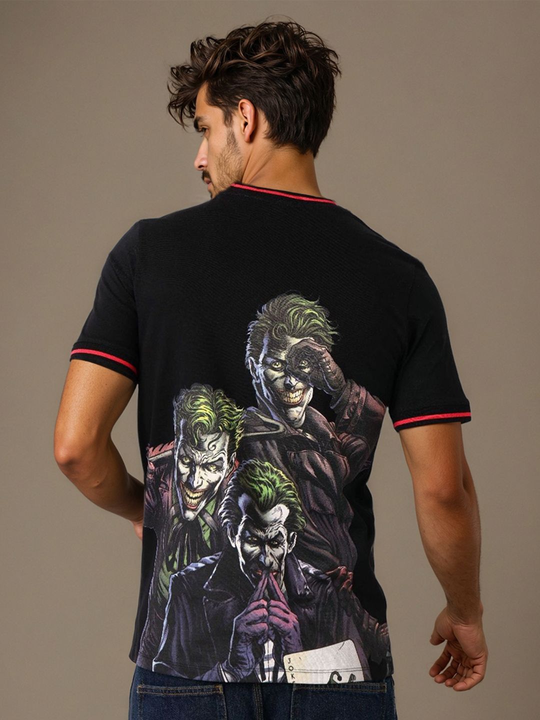 The Indian Garage Co Men Joker Graphic Printed Round Neck Cotton T-shirt