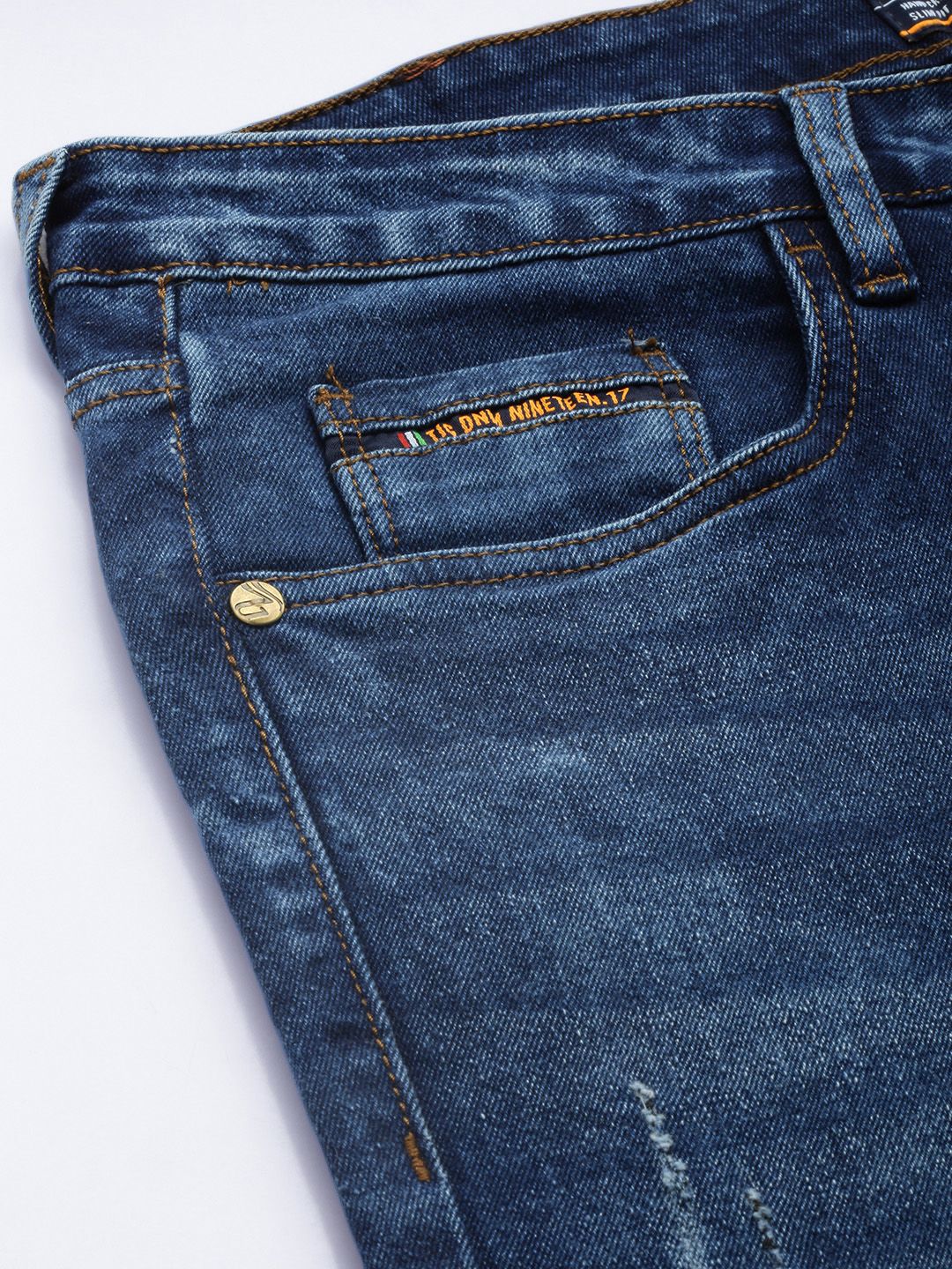 The Indian Garage Co Men Slim Straight Fit Light Fade Stretchable Jeans