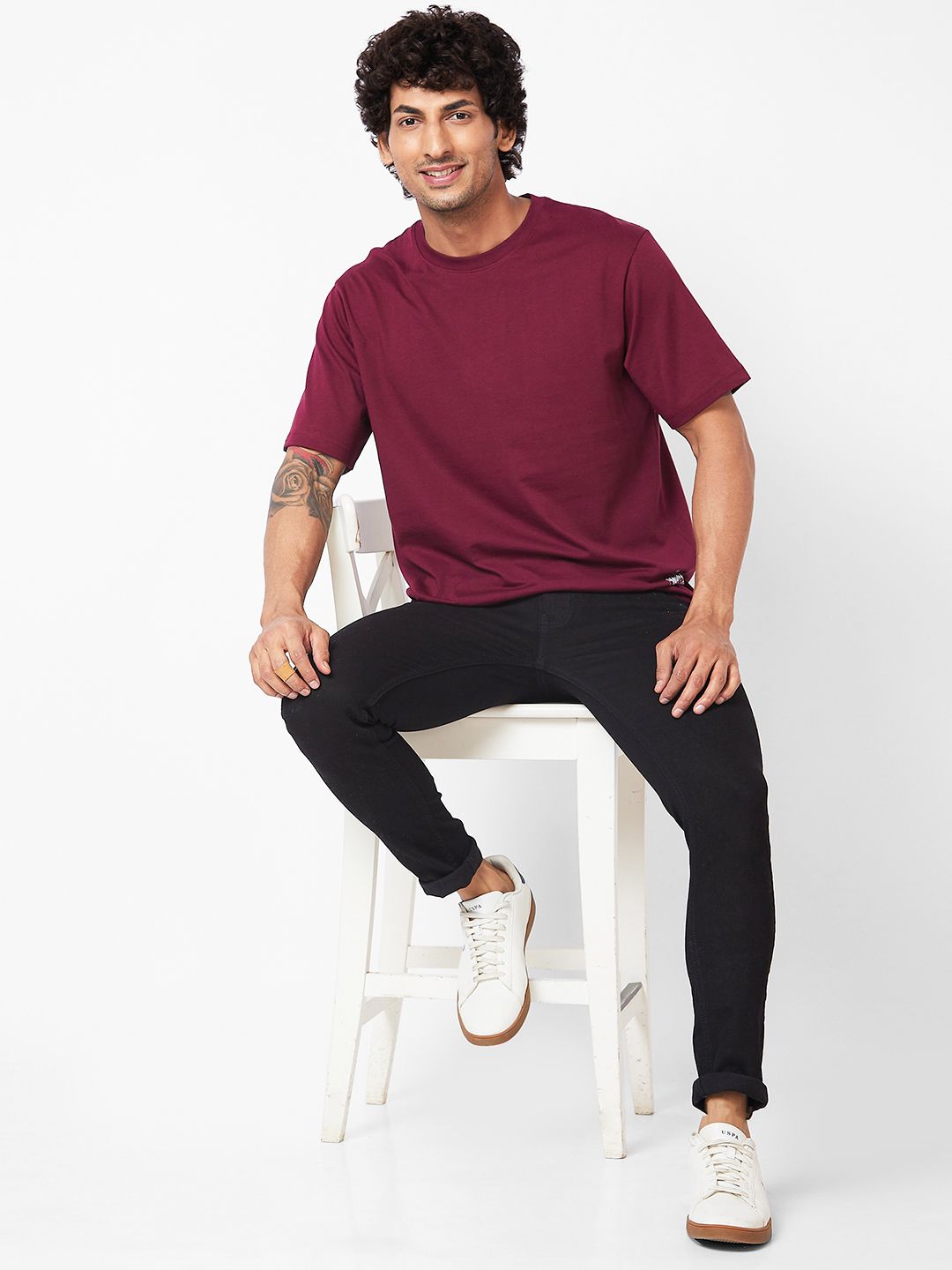 SPYKAR Graphic Printed Relaxed Fit Drop-Shoulder Sleeves Casual T-shirt