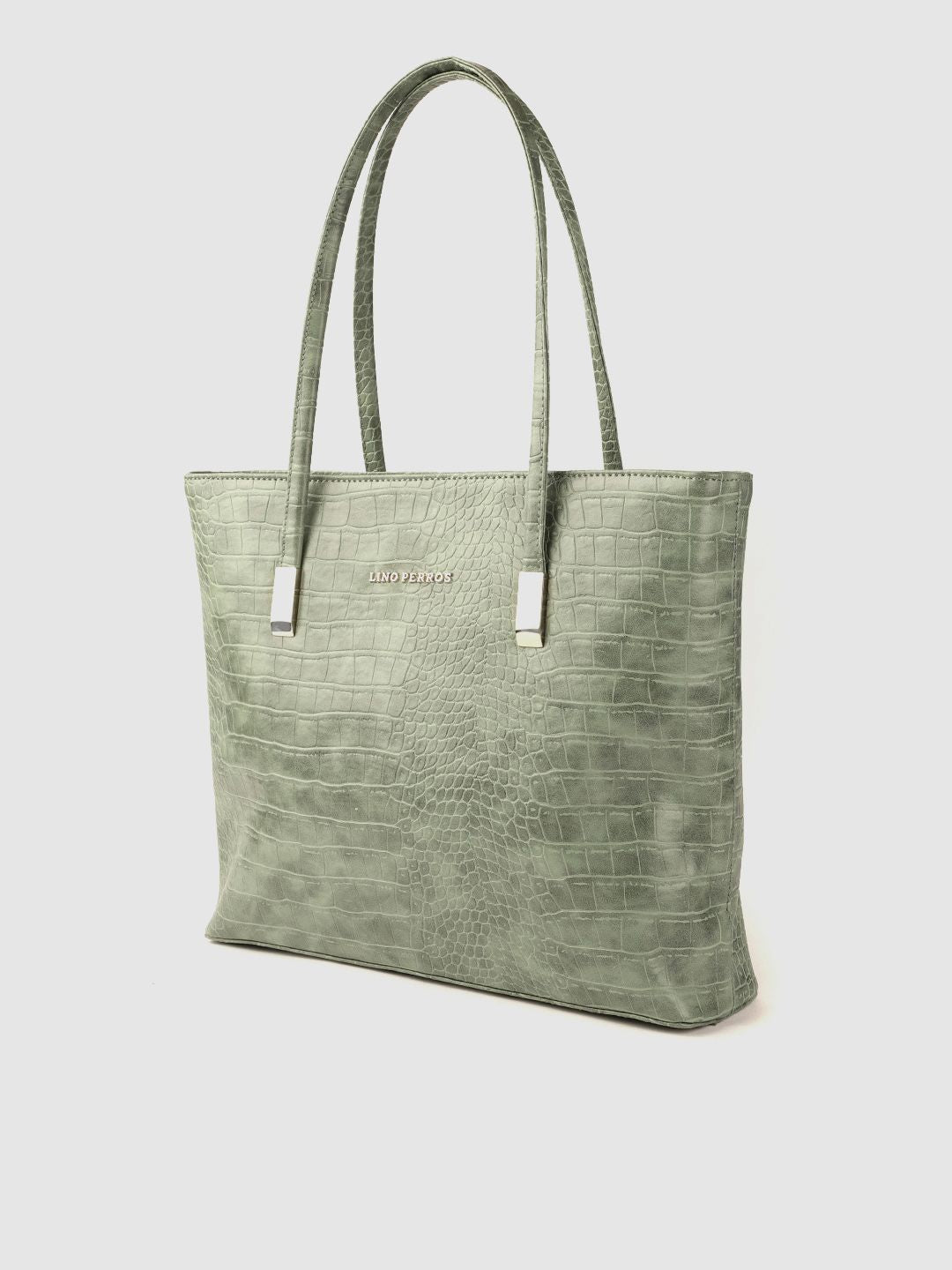 Lino Perros Green Textured PU Structured Laptop Bag