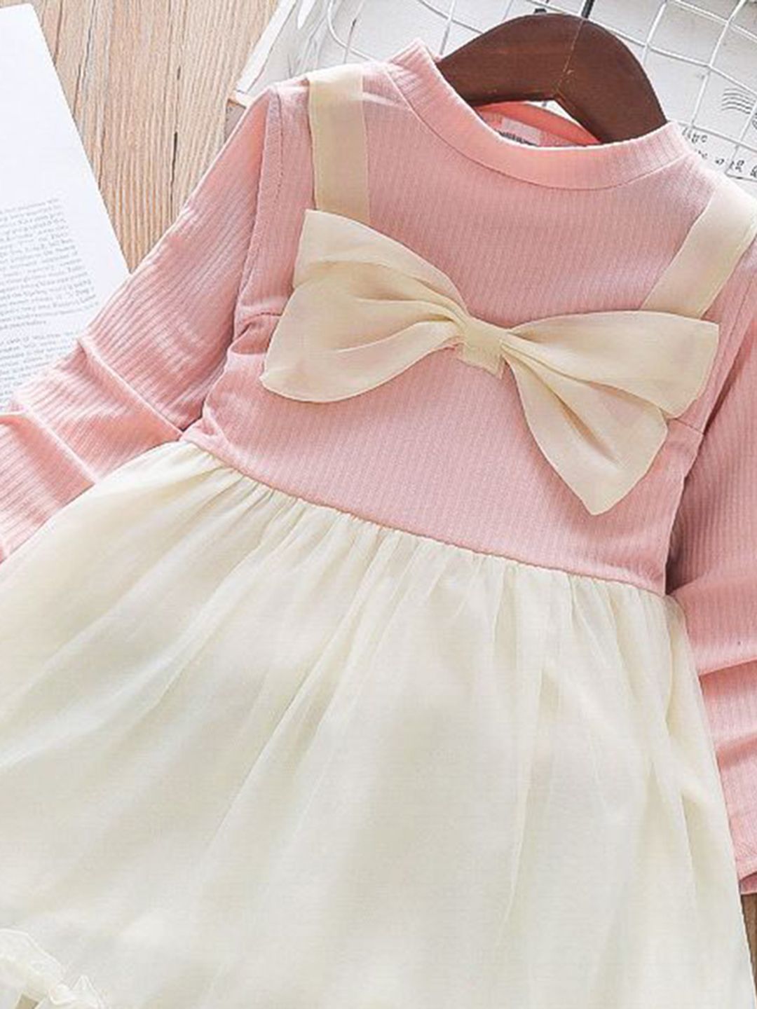 YK Girls Bow Detail Cotton Fit & Flare Dress