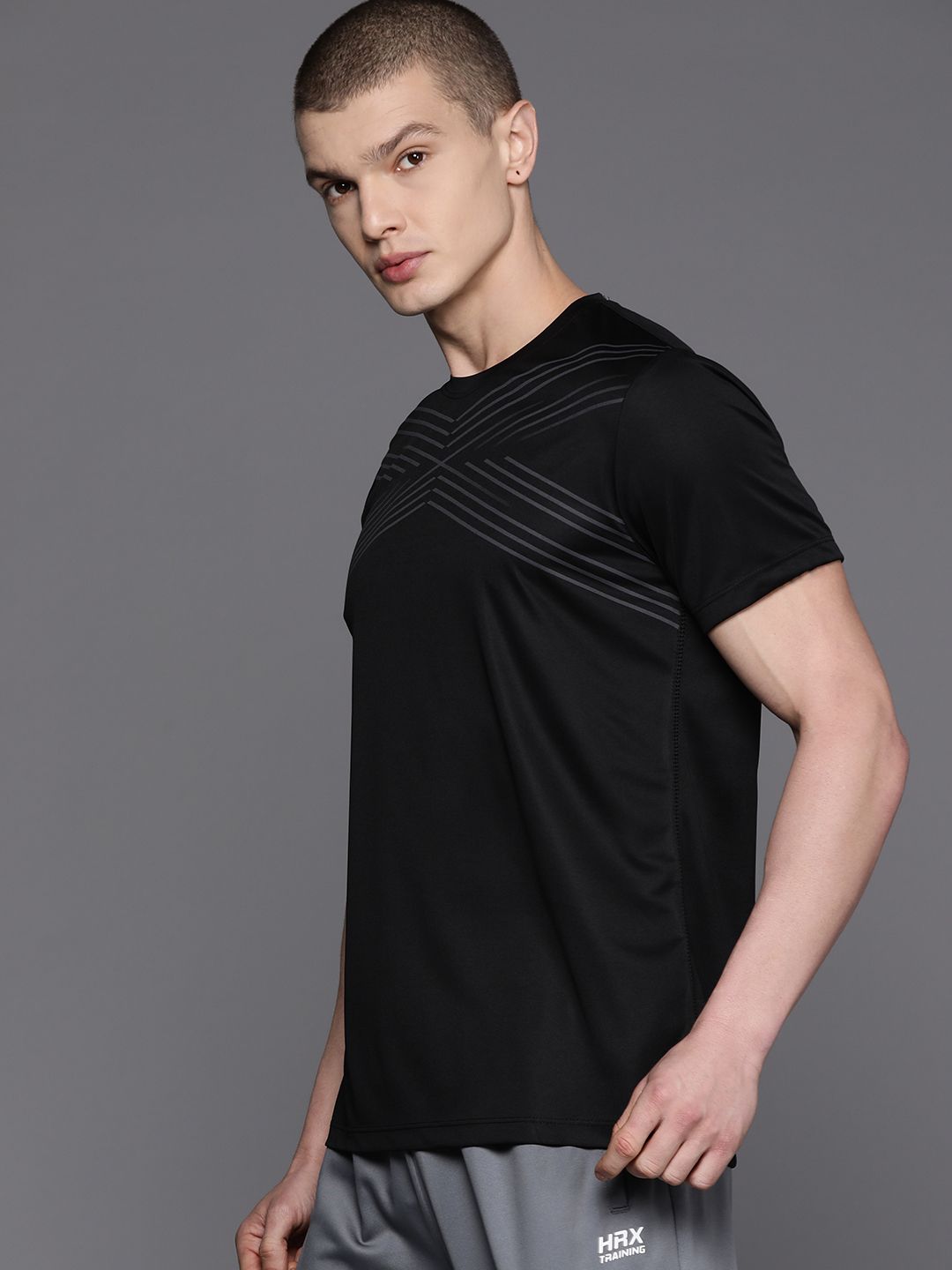 HRX by Hrithik Roshan Rapid-Dry Striped Training T-shirt