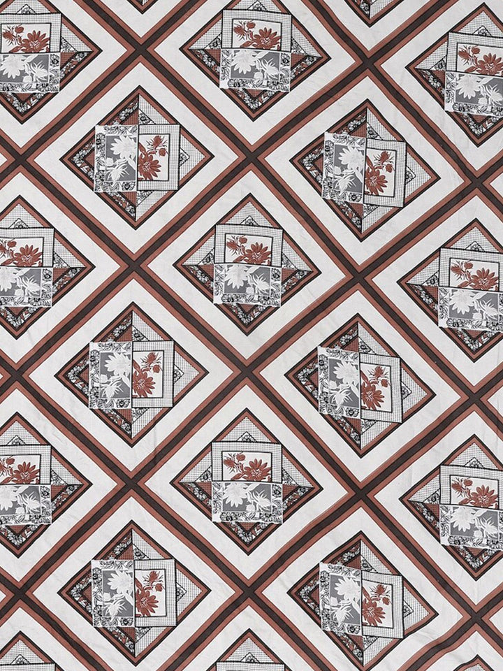 KLOTTHE White Geometric Polycotton 300 TC Dilengkapi Cadar Super King Halus dengan 2 Sarung Bantal-106 x 106 inci