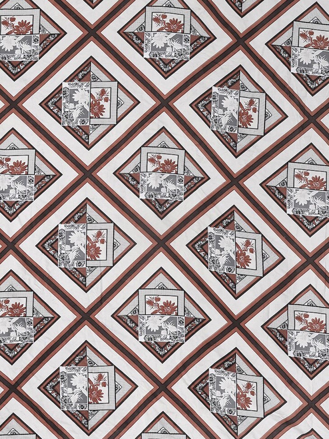 KLOTTHE White Geometric Polycotton 300 TC Dilengkapi Cadar Super King Halus dengan 2 Sarung Bantal-106 x 106 inci