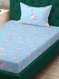 KLOTTHE Watak Kartun Biru Kapas 400 TC Dilengkapi Cadar Single Superfine dengan Sarung Bantal-89 x 59 inci