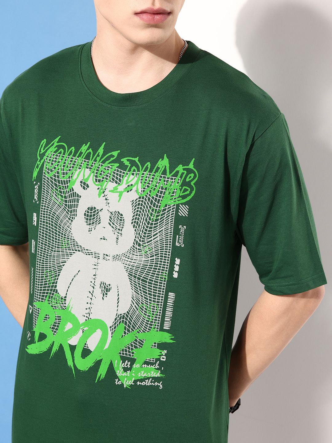 Difference of Opinion Men Pure Cotton Printed Oversized T-shirt
