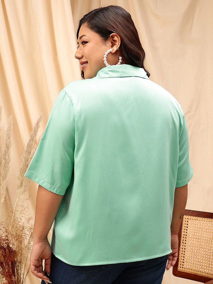 CURVY STREET Comfort Opaque Satin Casual Shirt