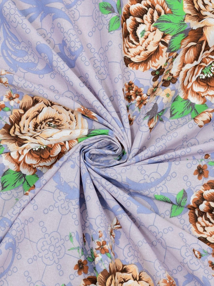 BOMBAY DYEING Dream Lover Purple Floral Cotton 104 TC Queen Bedsheet Set 2.54 x 2.24m