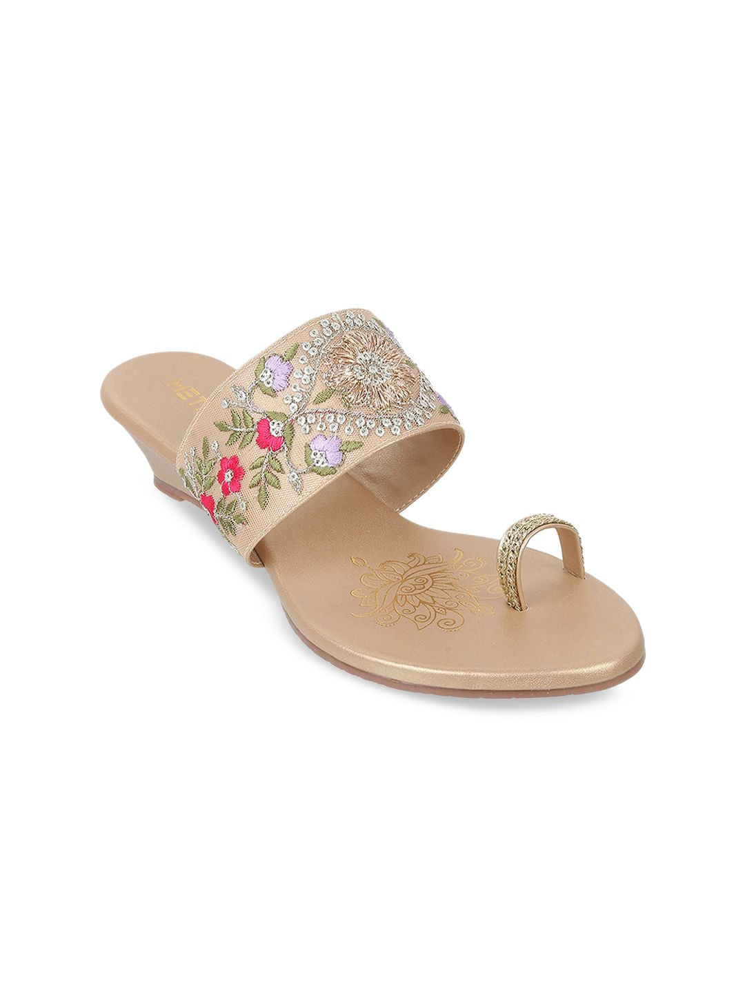 Metro Ethnic Embellished One Toe Wedges