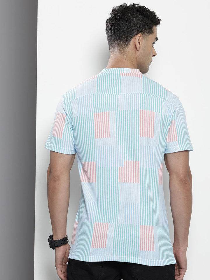 The Indian Garage Co Band Collar Striped Casual Shirt