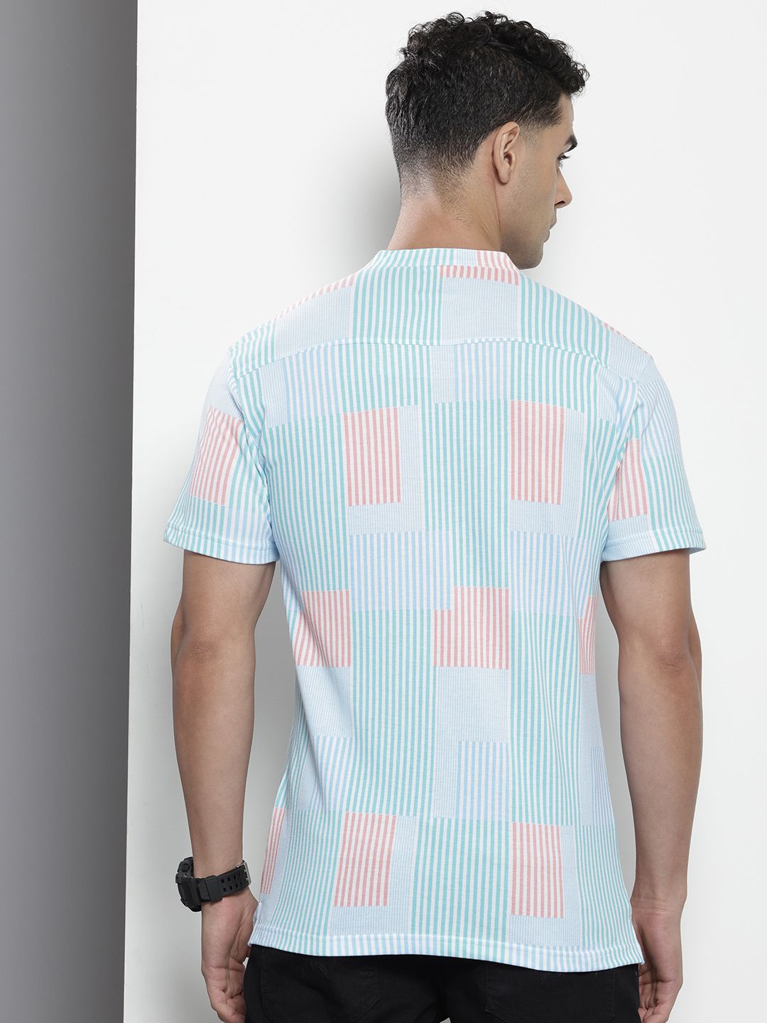 The Indian Garage Co Band Collar Striped Casual Shirt