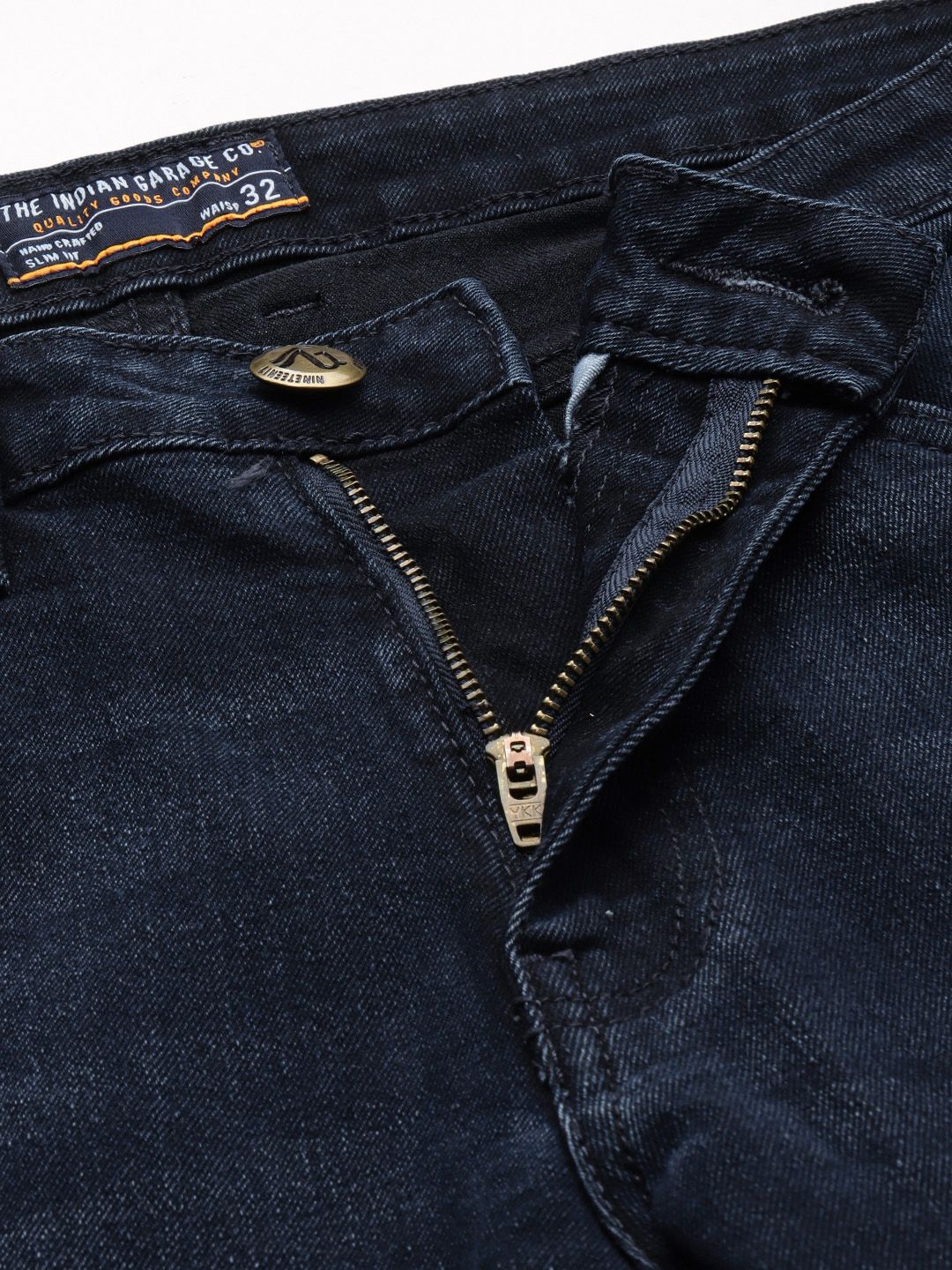 The Indian Garage Co Men Navy Blue Slim Straight Fit Light Fade Stretchable Jeans