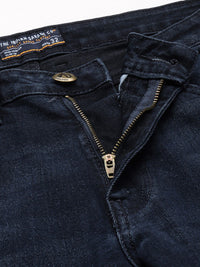 The Indian Garage Co Men Navy Blue Slim Straight Fit Light Fade Stretchable Jeans
