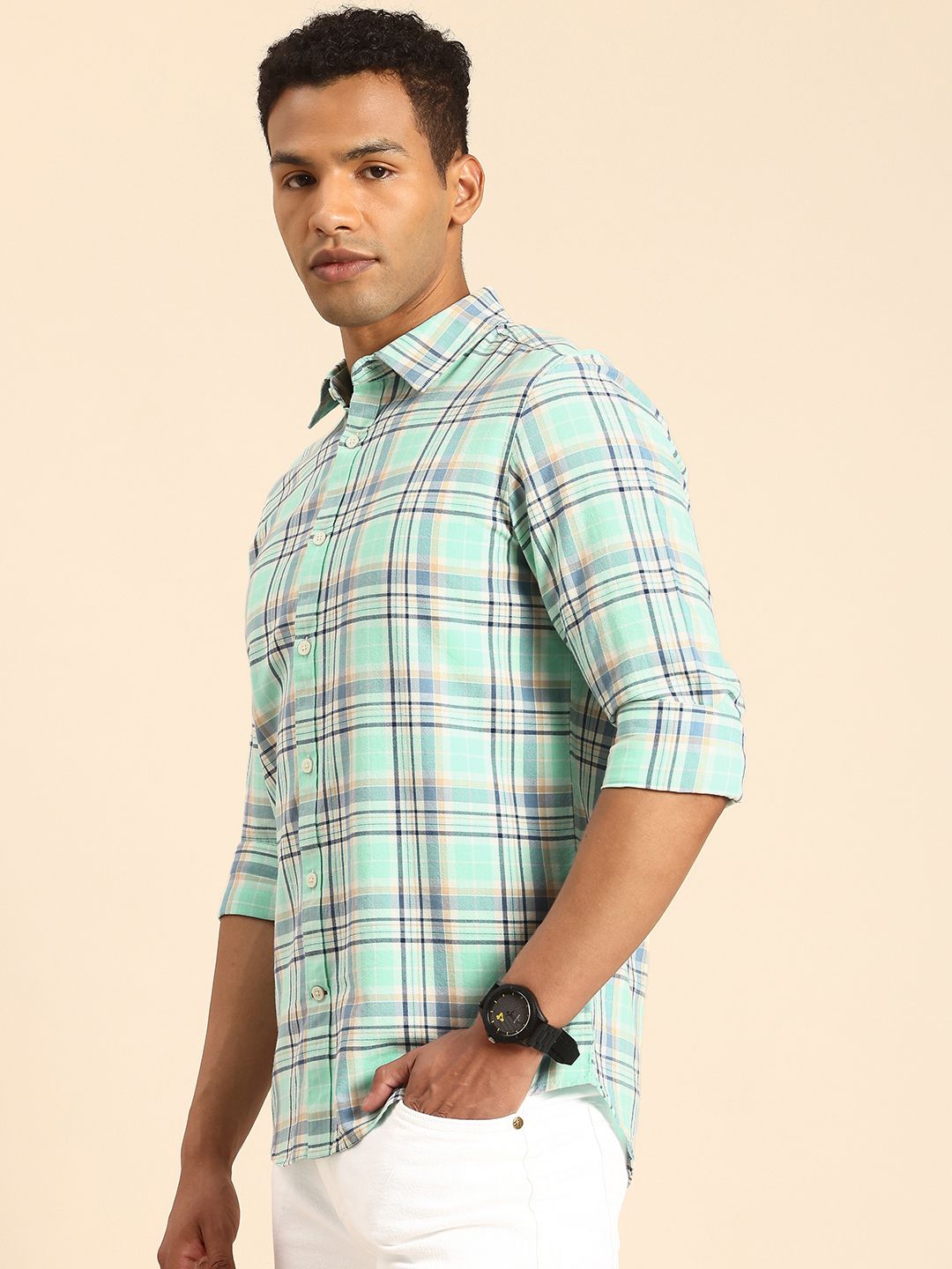 Being Human Slim Fit Checked Pure Cotton Casual Shirt