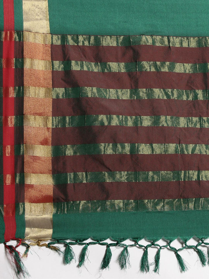 Saree mall Green & Red Solid Saree