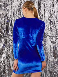 STREET 9 Blue Embellished Velvet Sheath Dress