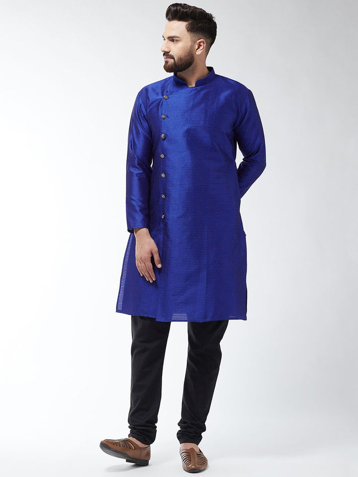 SOJANYA Kurta Lurus Bercetak Biru Lelaki
