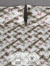 Story@home Brown & White 180 TC Queen Bedsheet with 2 Pillow Covers