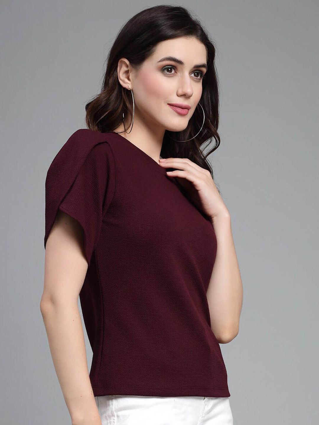 Style Quotient Round Neck Puff Sleeves Top