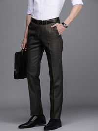 Raymond Men Mid Rise Checked Slim Fit Formal Trousers